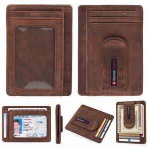 Alpine Swiss Mens RFID Safe Money Clip Wallet Minimalist ID Window Card Case FPW